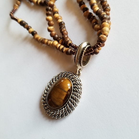 Relisted - Avon tiger eye necklace brown tan beaded - Picture 5 of 12